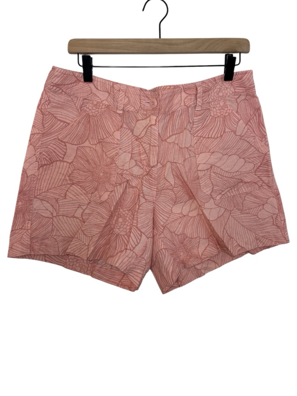 Jamaica Jaxx Women's Floral Linen Shorts Size 8 Pink Beach Tropical Hawaii